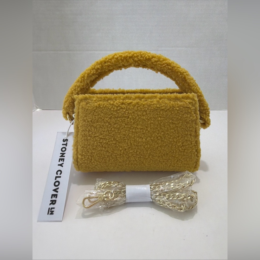 Stoney Clover Lane MINI MUSTARD YELLOW TOP HANDLE BAG Long Gold Strap NEW!